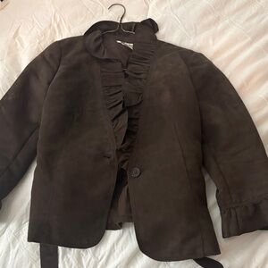 Brown Ruffled Women's Jacket